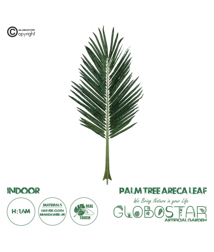 GloboStar® Artificial Garden ARECA PALM LEAF 20179 - Τεχνητό Διακοσμητικό Φύλο Φοινικόδεντρου Αρέκα Π70 x Υ160cm